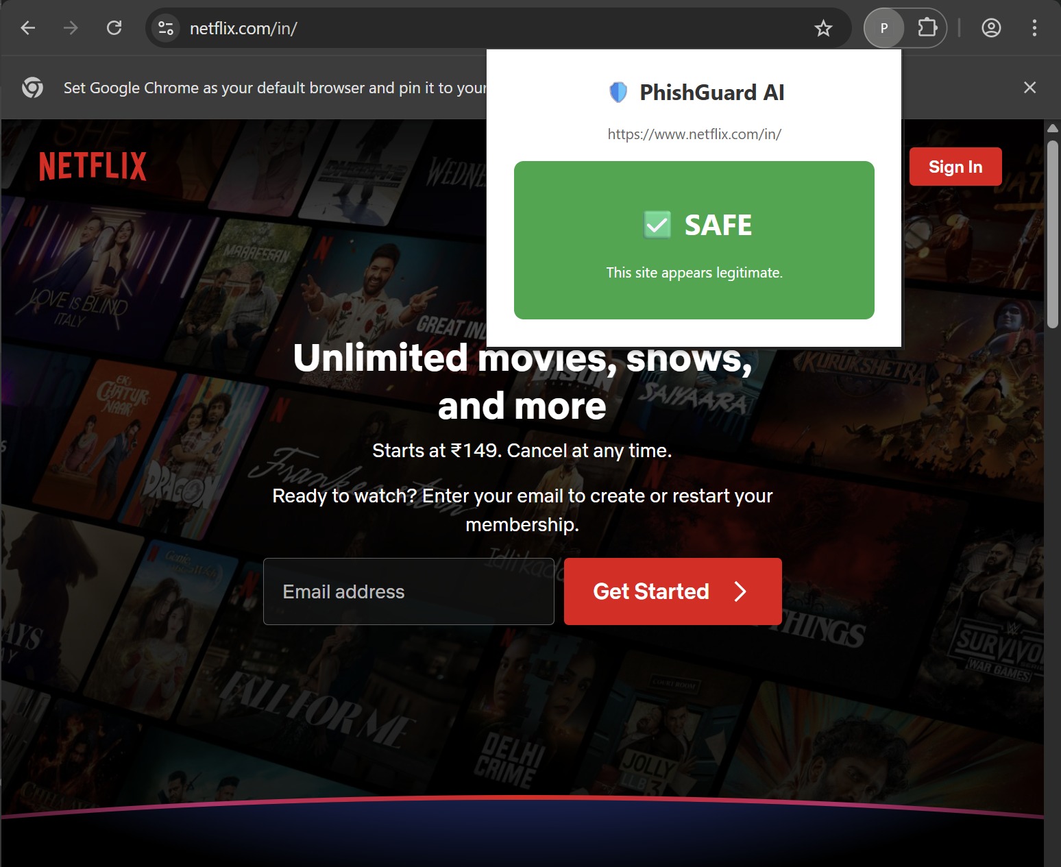 Safe website verification overlay